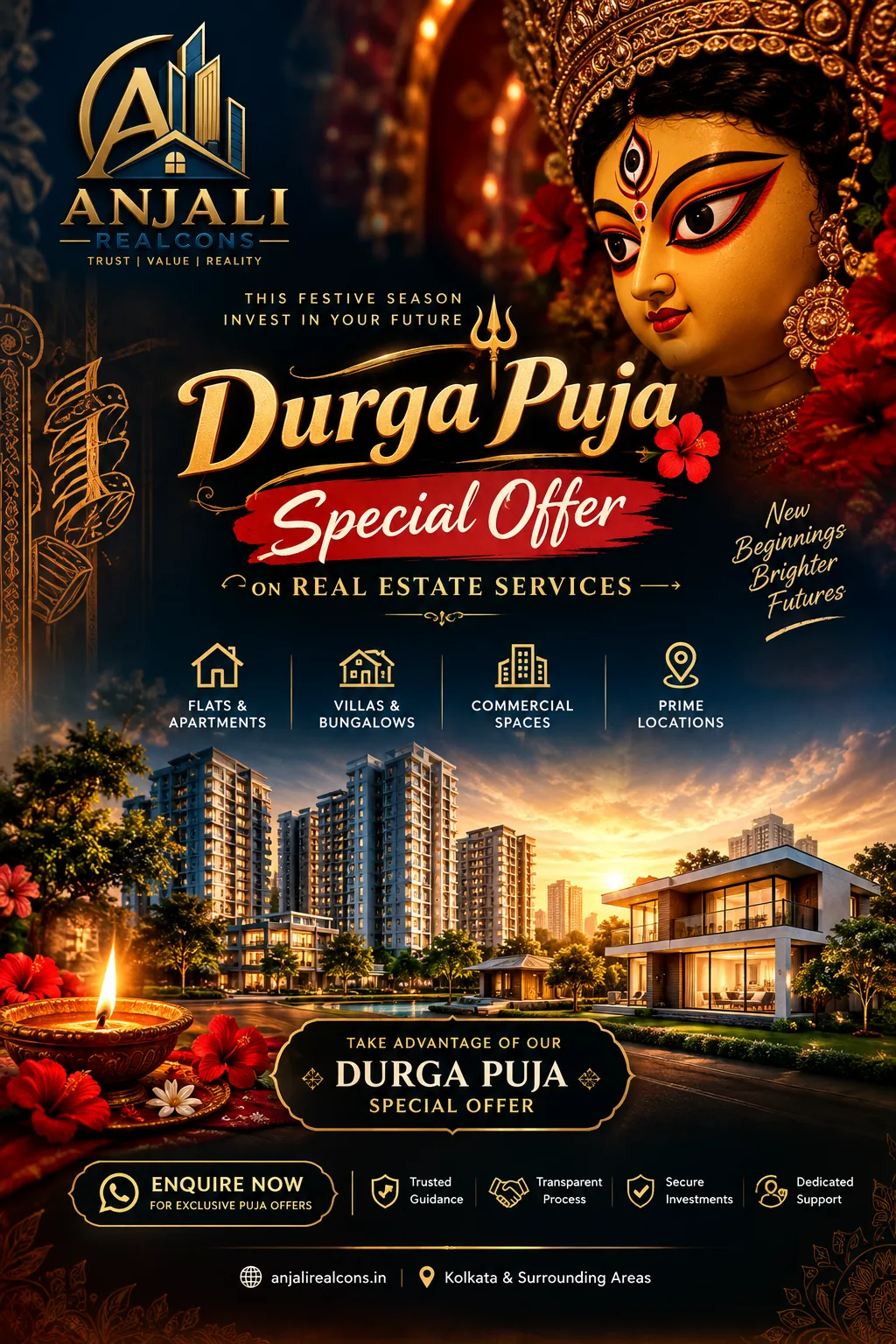 Anjali Realcons Durga Puja special offer for flats, villas and commercial properties in Kolkata